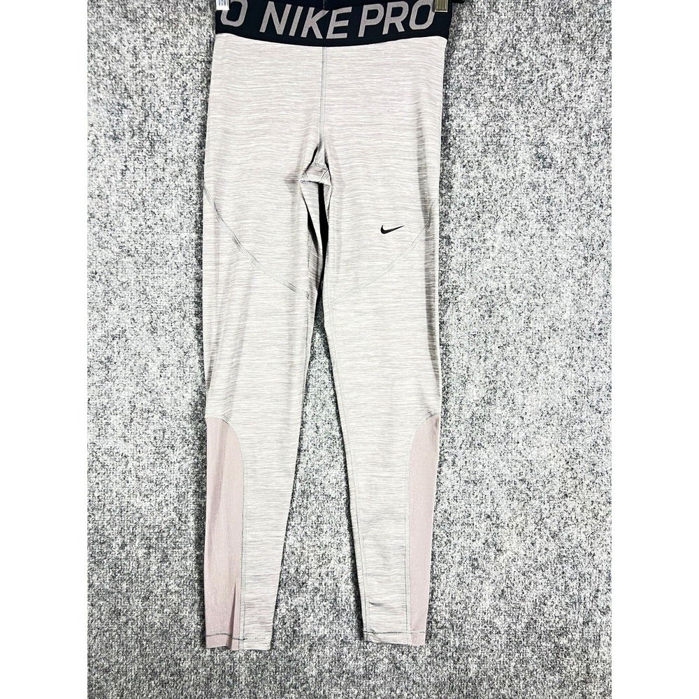 Nike Pro Dri-FIT Women's Gray/Black Stripe High Rise Ankle Leggings M
